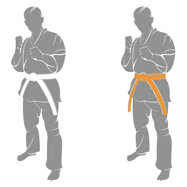 Ceintures blanches et oranges du budo-karate kyokushinkai à Dreux